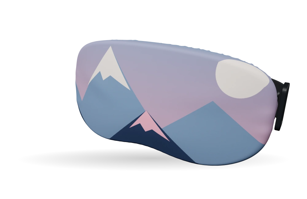 Print Alpenglow · Roze & blauw op een skibrilhoes