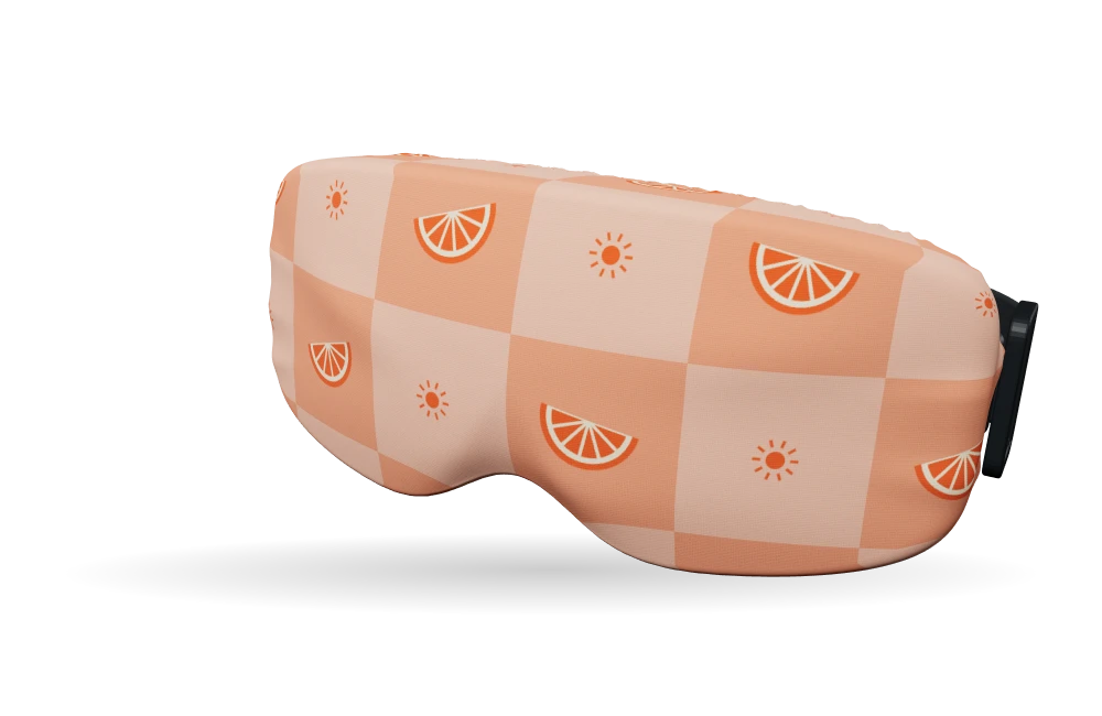 Print Citrus check · Peach spritz op een skibrilhoes