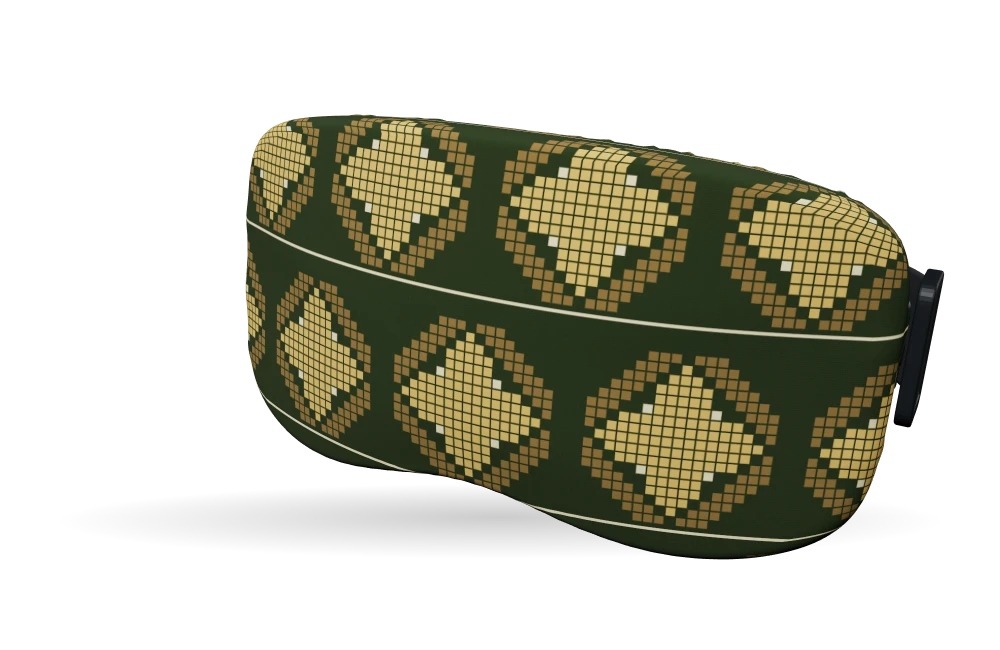Print Chalet jacquard · Olive & honey op een skibrilhoes