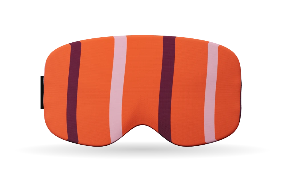De gebogen vorm en stoffen rand van de skibrilhoes