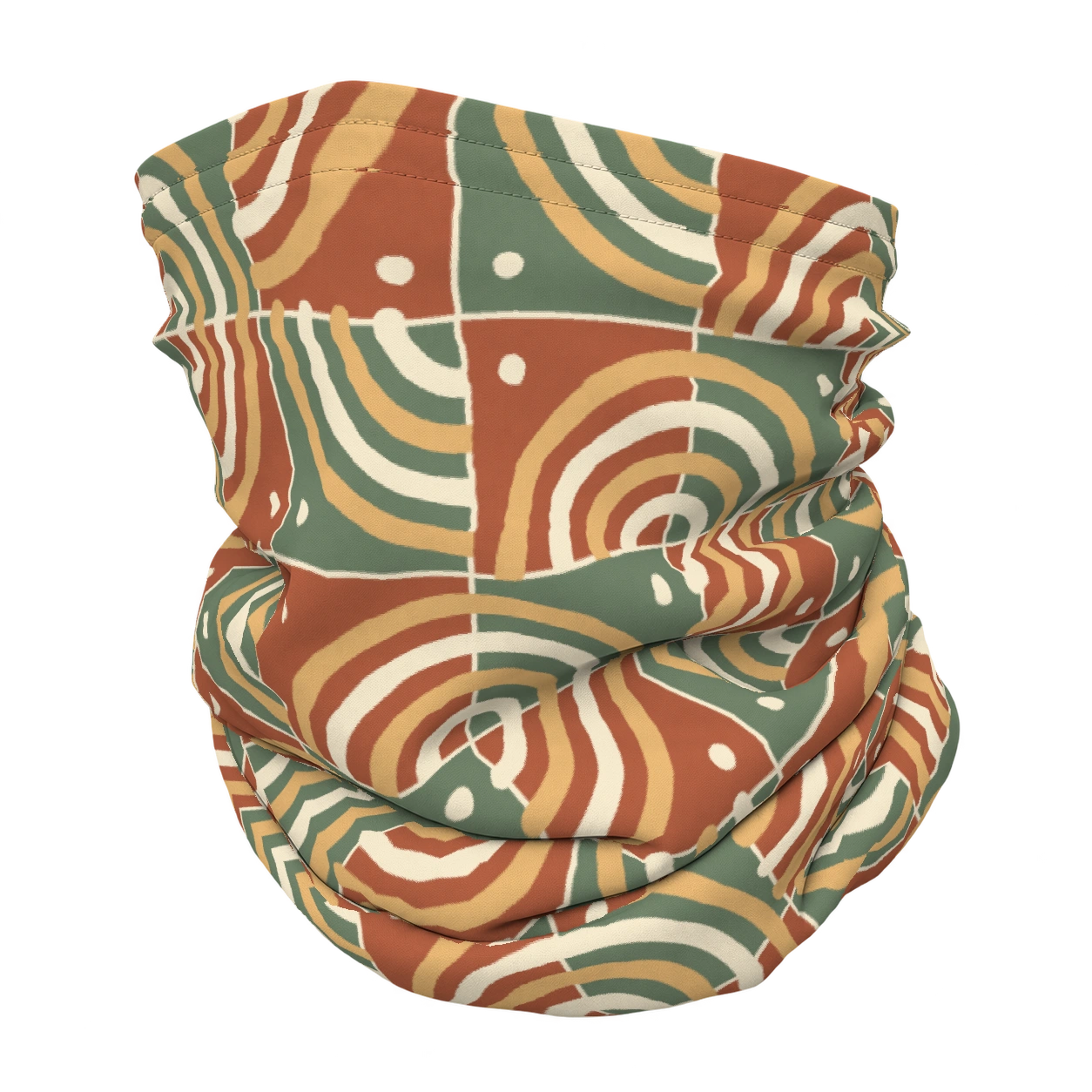 Cabin curves · Cream & rust op een nekwarmer