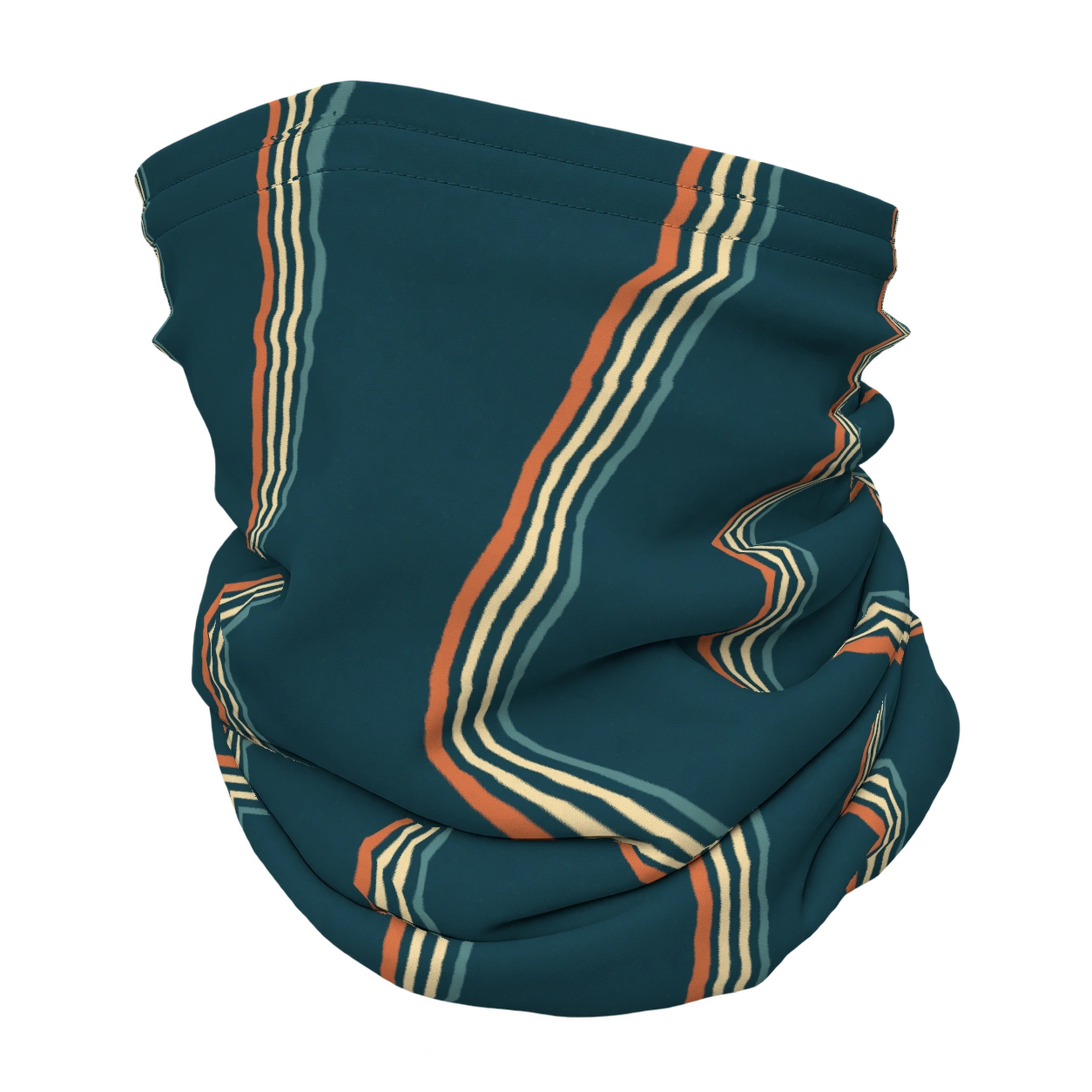 Slalom ’78 · Petrol & burnt orange op een nekwarmer