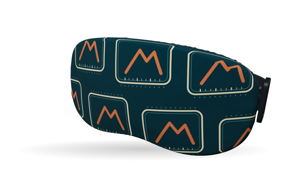 Print Lift ticket · Petrol & burnt orange op een skibrilhoes