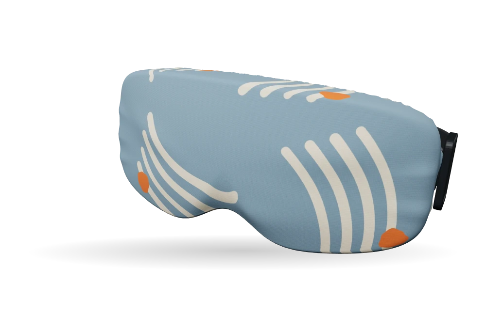 Print Atelier arcs · Blue tangerine op een skibrilhoes