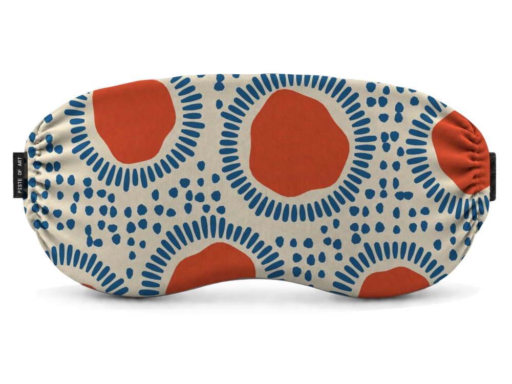 Print Soleil studio · Cobalt vermilion op een skibrilhoes