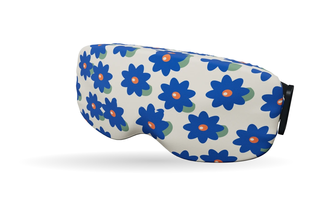 Print Petal parade · Cobalt garden op een skibrilhoes