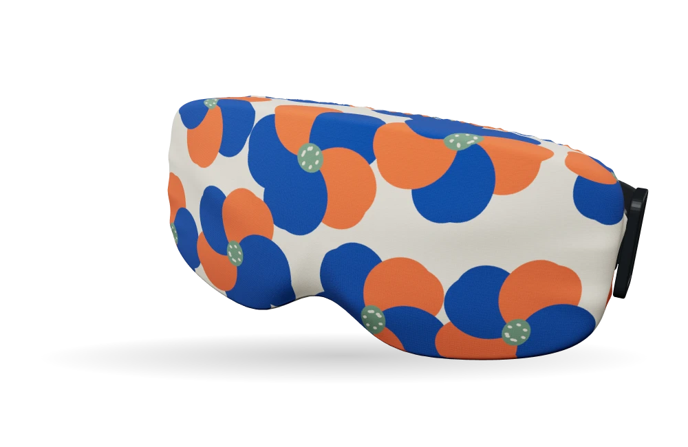 Print Poppy paper · Cobalt garden op een skibrilhoes